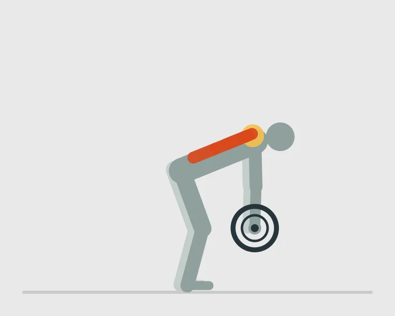 Barbell Bent Over Rows Supinated Grip, start position