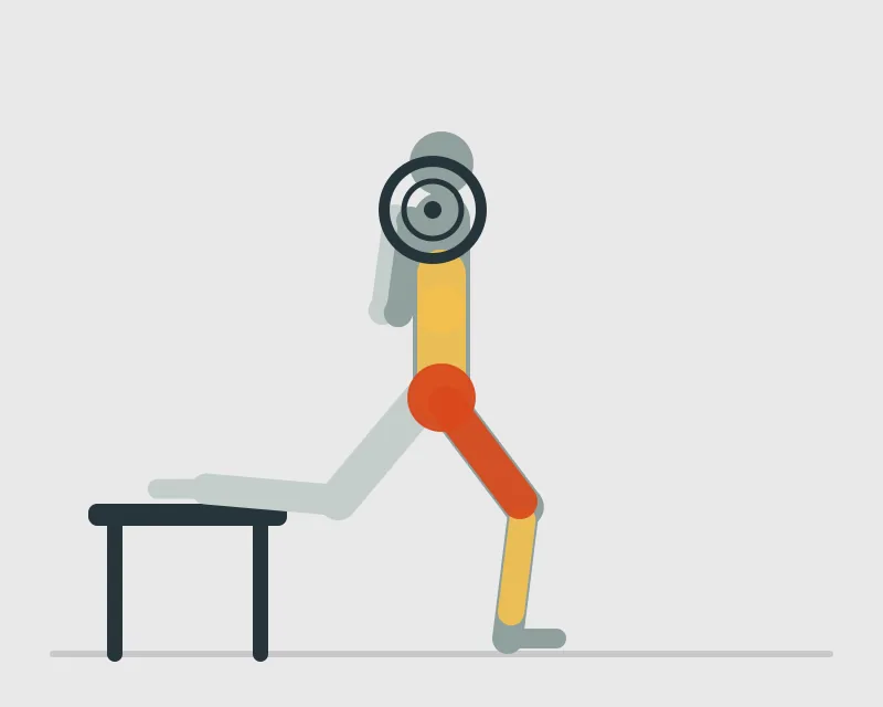 Barbell Bulgarian Split Squat, start position