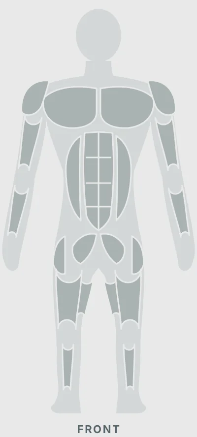 Cable Rope Pushdown: muscles worked, front view