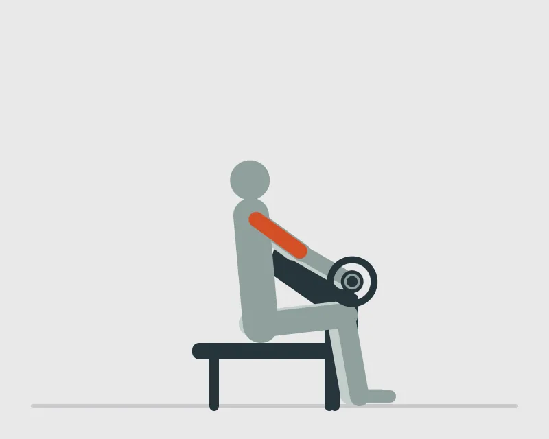 EZ Barbell Preacher Curl, start position