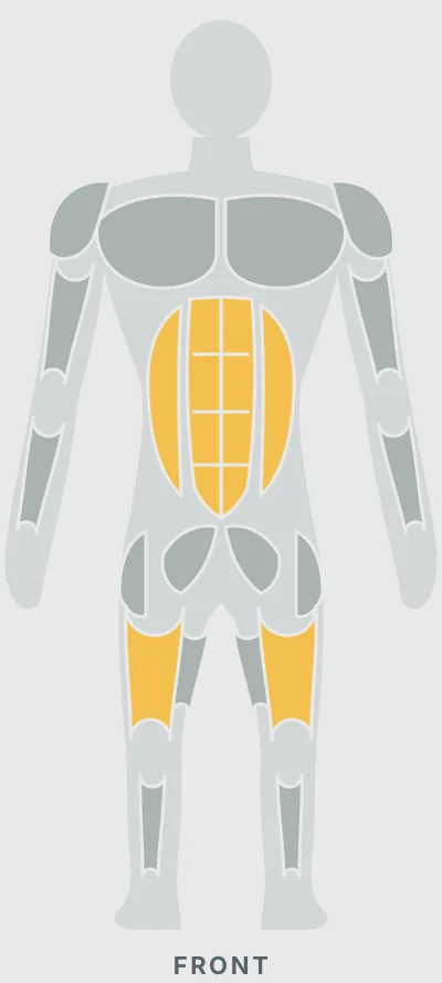 Kettlebell Sumo Deadlift: muscles worked, front view