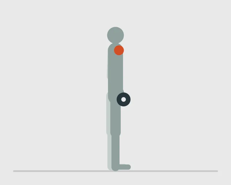 Two-Handed Dumbbell Front Raise, start position
